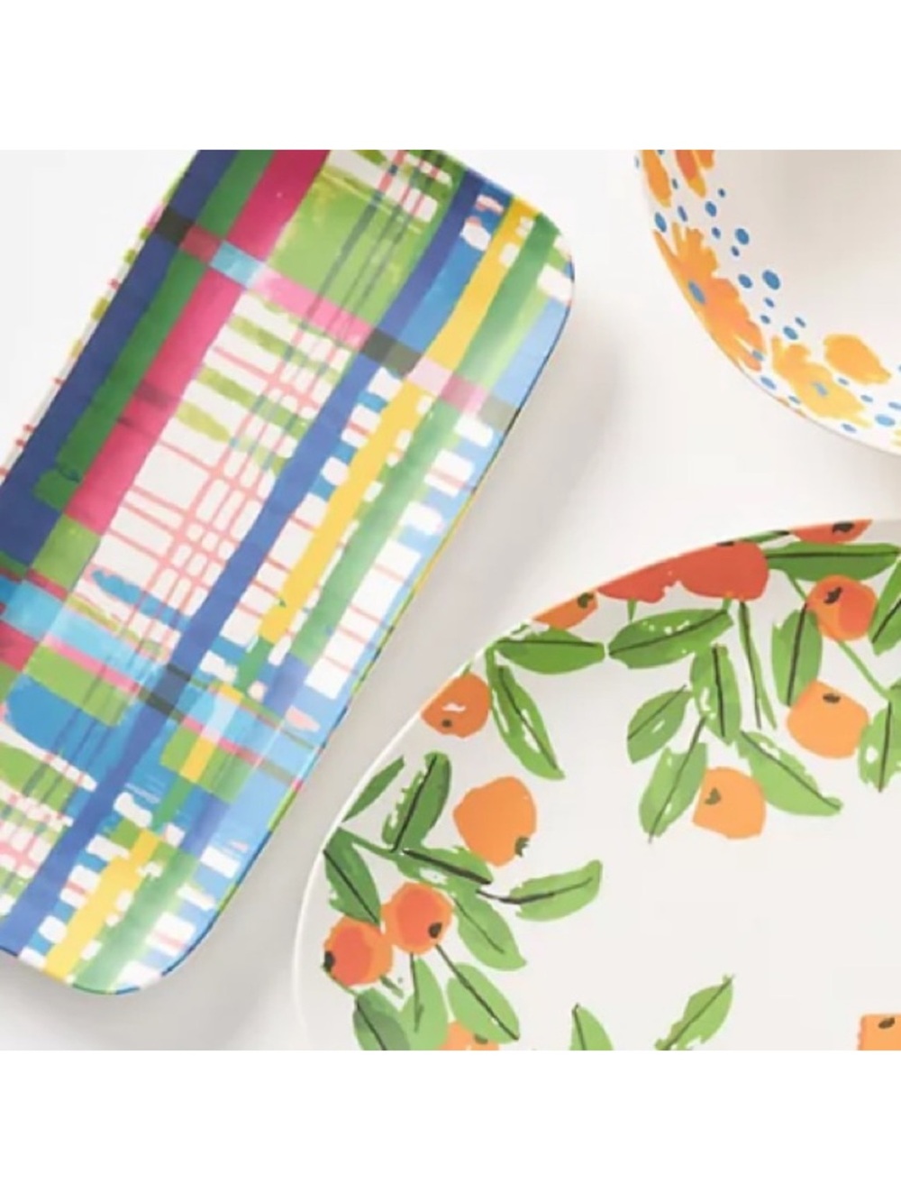 Vera for Anthropologie Plaid Bamboo Melamine Serving Platter